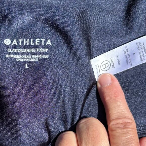 Athleta Elation Shine Tight Leggings L Navy High-Rise Ankle Length - Picture 4 of 4